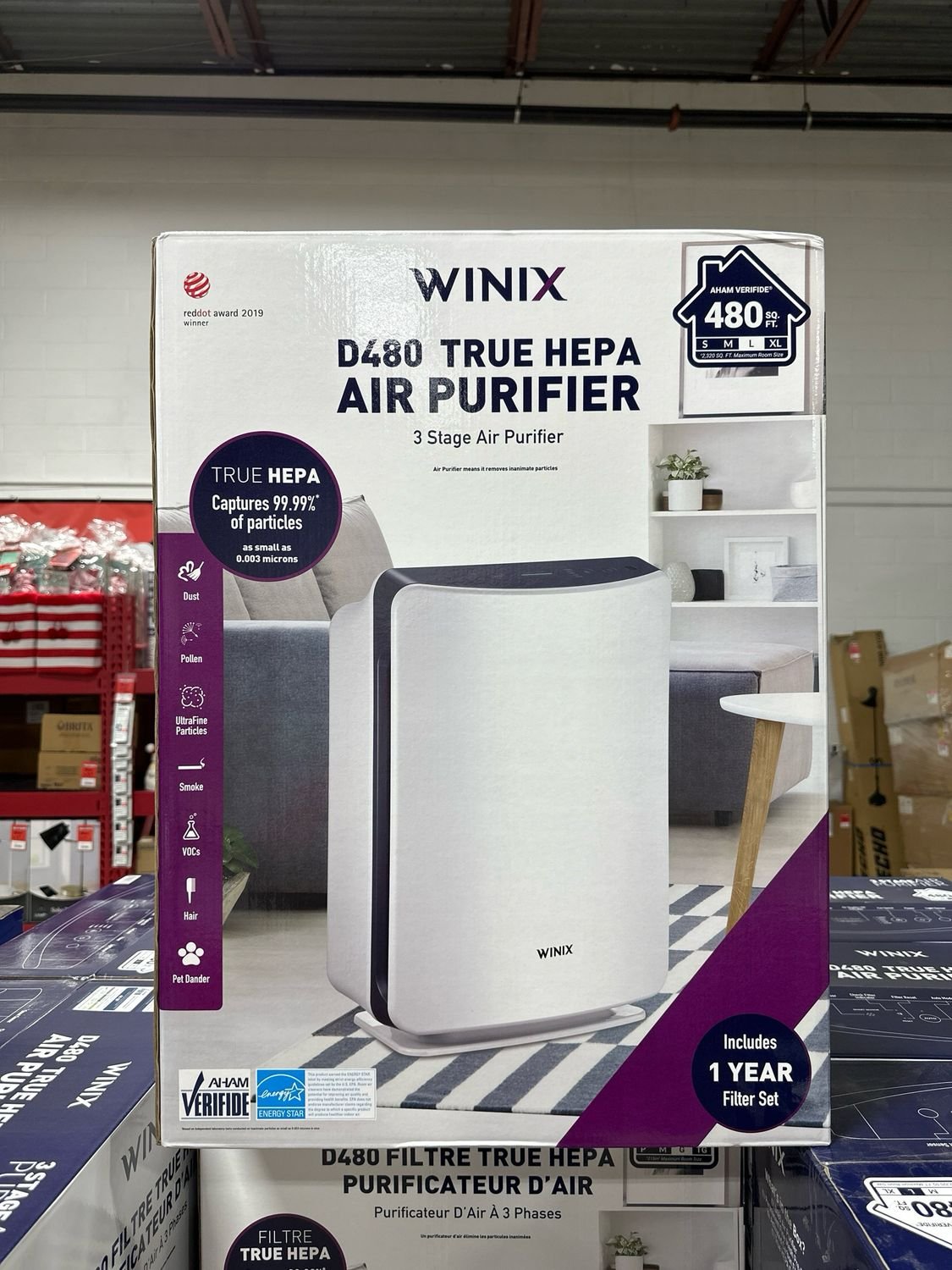 4606640757 Winix D480TRUE HePA 3-Stage Air Purifier, Aham Verified for 480 Sq.ft. - Image 1